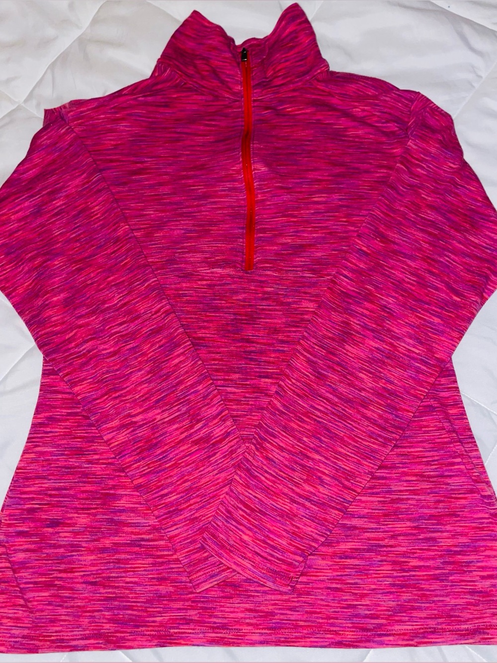 Columbia Pink Heather Quarter Zip Pullover Women’s Large Lightweight Active Top